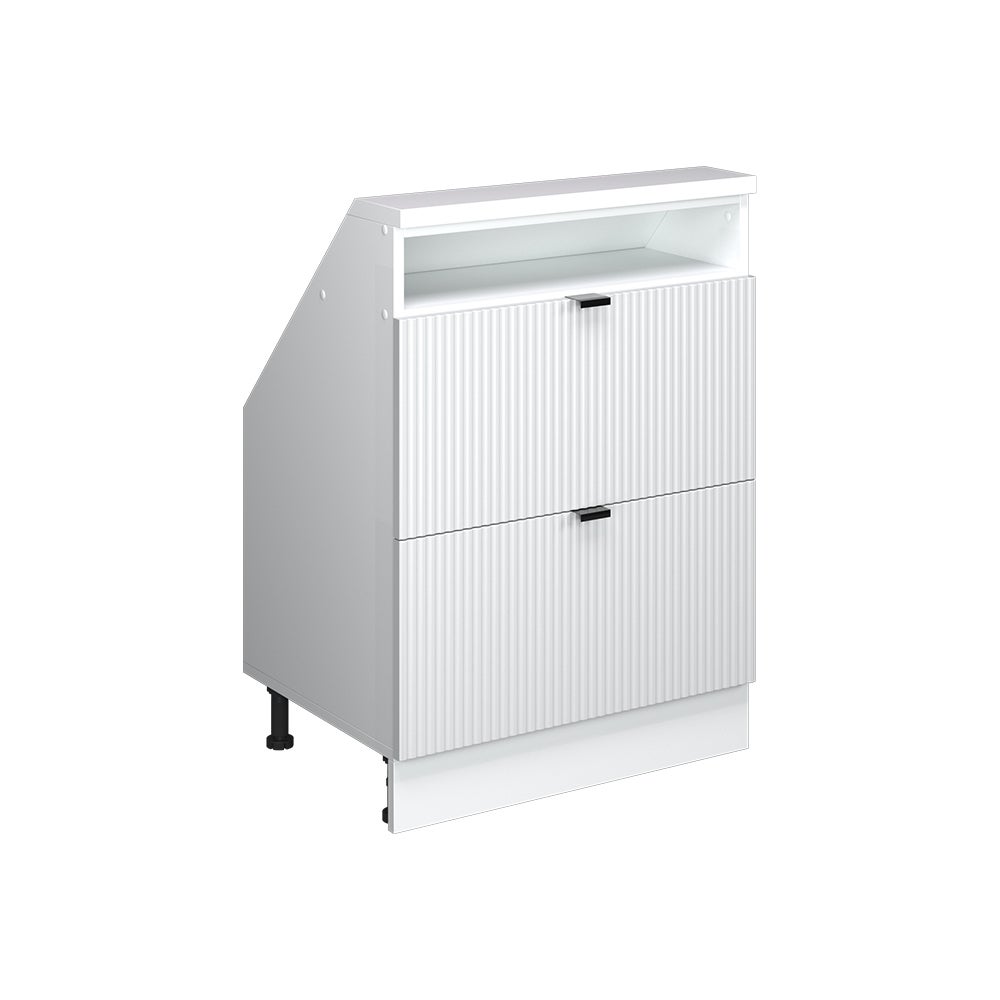 Vicco Szafa skosna Rion, Białe pofałdowanie, 60 x 81.6 cm z 2 szufladami
