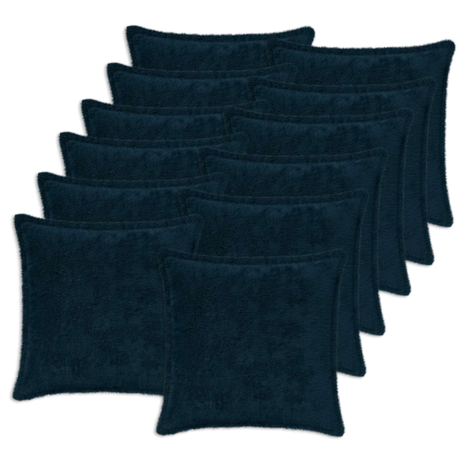 12x Poszewka Dekoracyjna na Poduszkę 50x50 cm ze Sztucznego Futra Granatowa