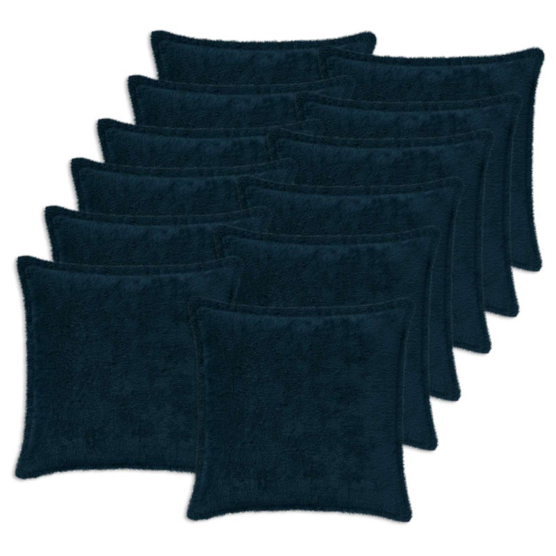 12x Poszewka Dekoracyjna na Poduszkę 50x50 cm ze Sztucznego Futra Granatowa
