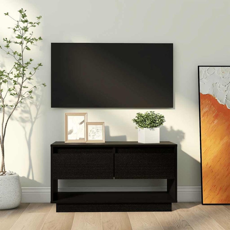 vidaXL Szafka telewizor, czarna, 74x34x40 cm, lite drewno sosnowe