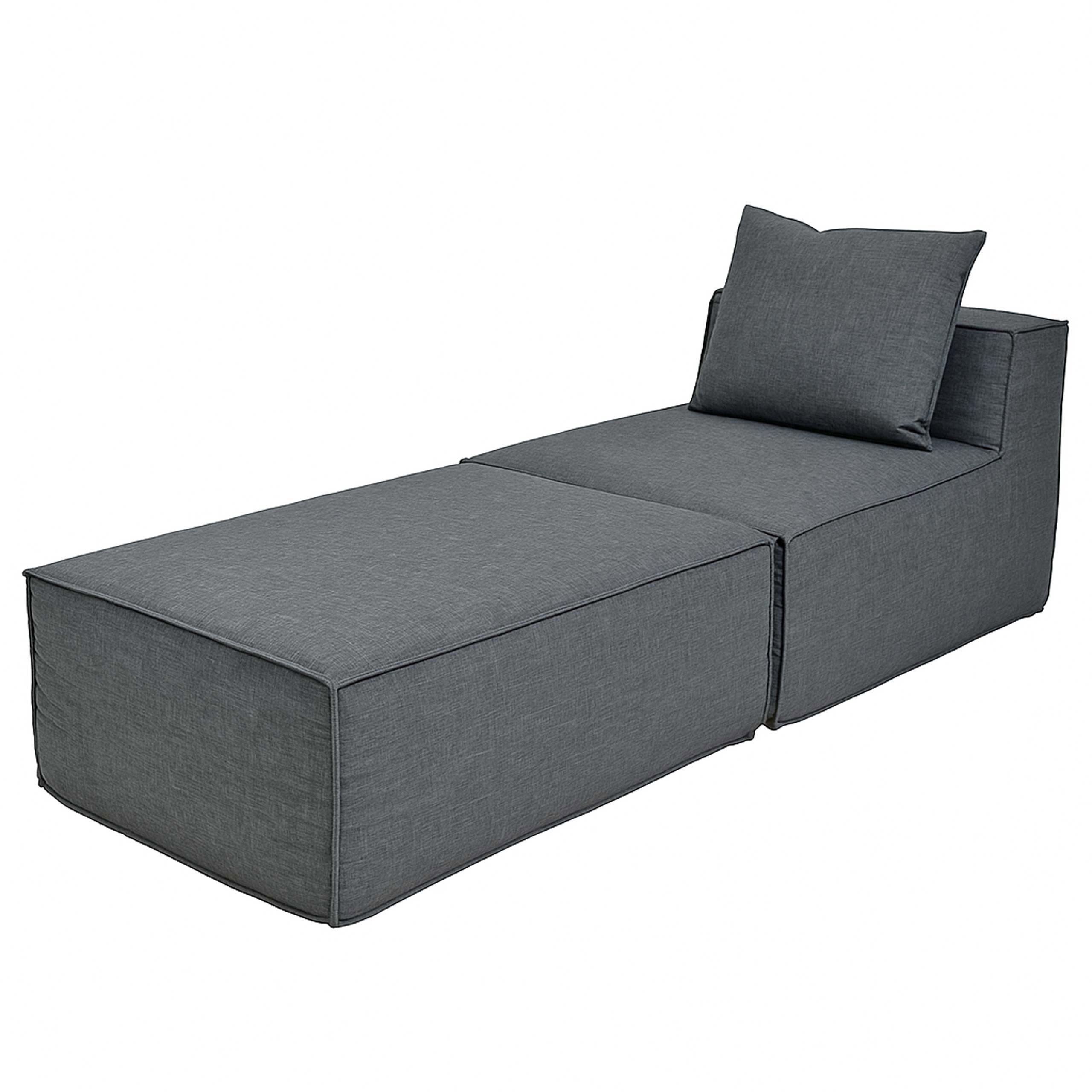 Szezlong/akcesoria do sofy HWC-O54, fotel otomana recamiere, tkanina/tekstylia (300 g/m²) 63 x 75 x 194 cm ~ ciemnoszary