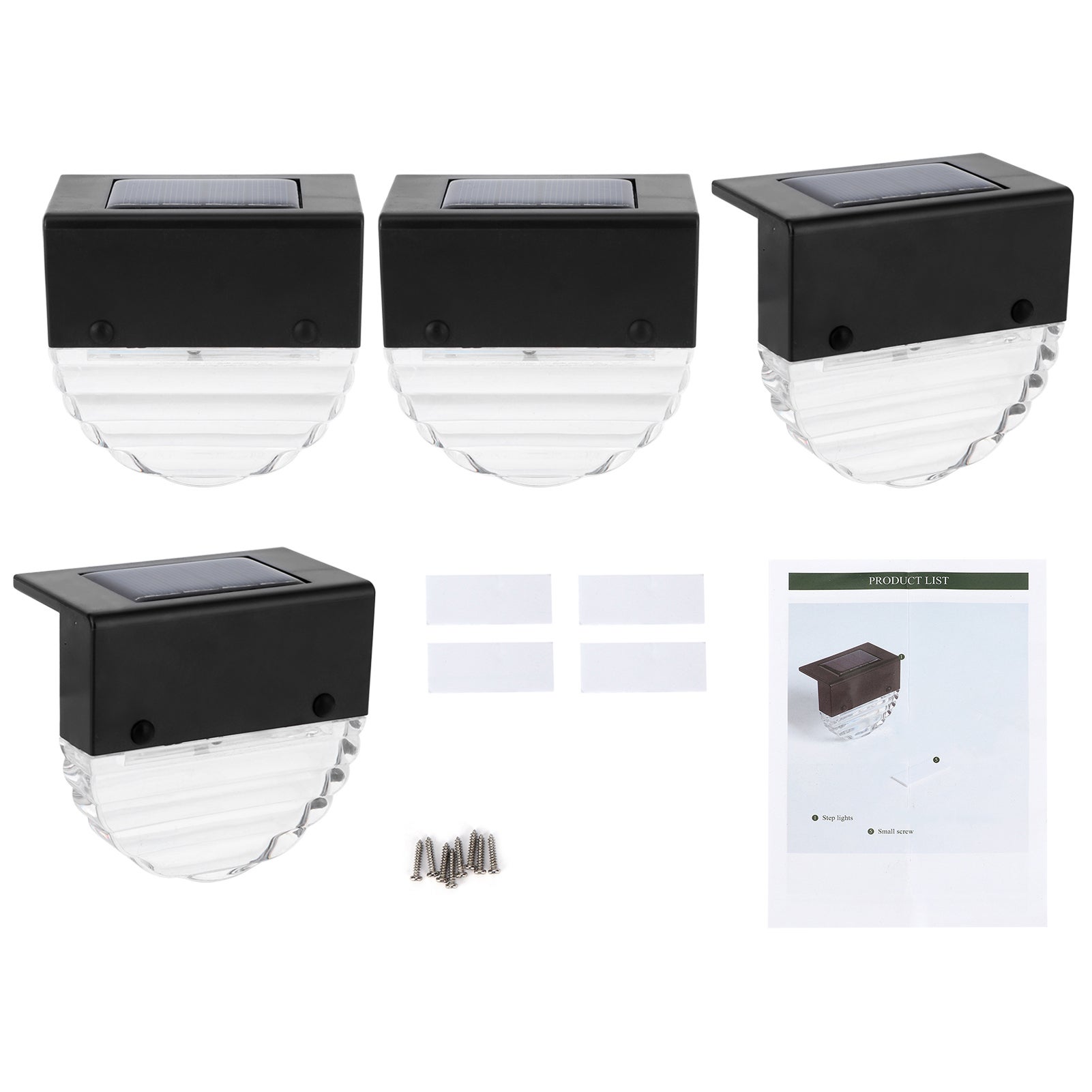 Kolorowe i wodoodporne lampy solarne LED na taras, 4 sztuki, na schody, podwórko, ciepłe, podwójny tryb, ogrodzenie, ogród