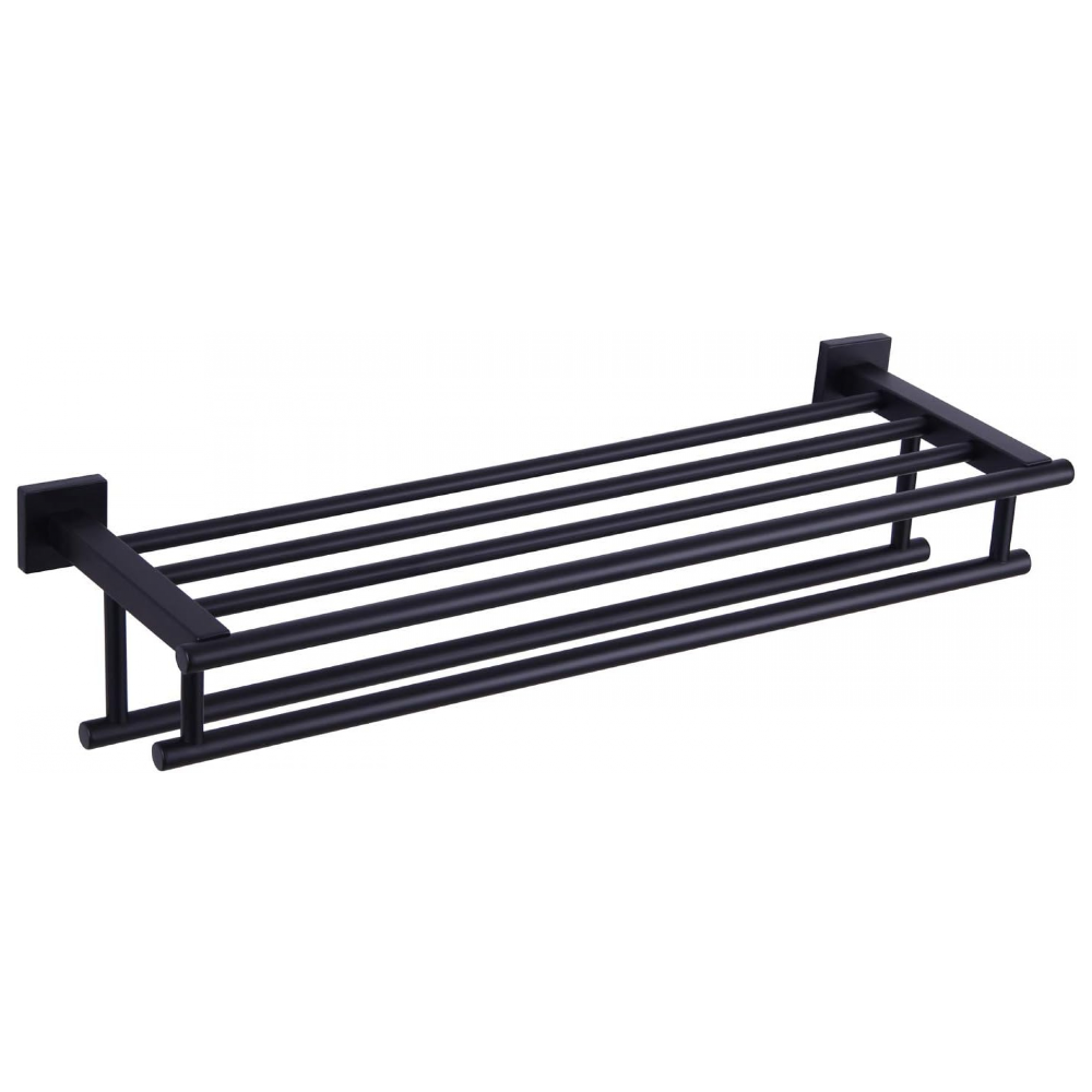 Podwójny wieszak na ręczniki łazienkowy, długość 50 cm (czarny)