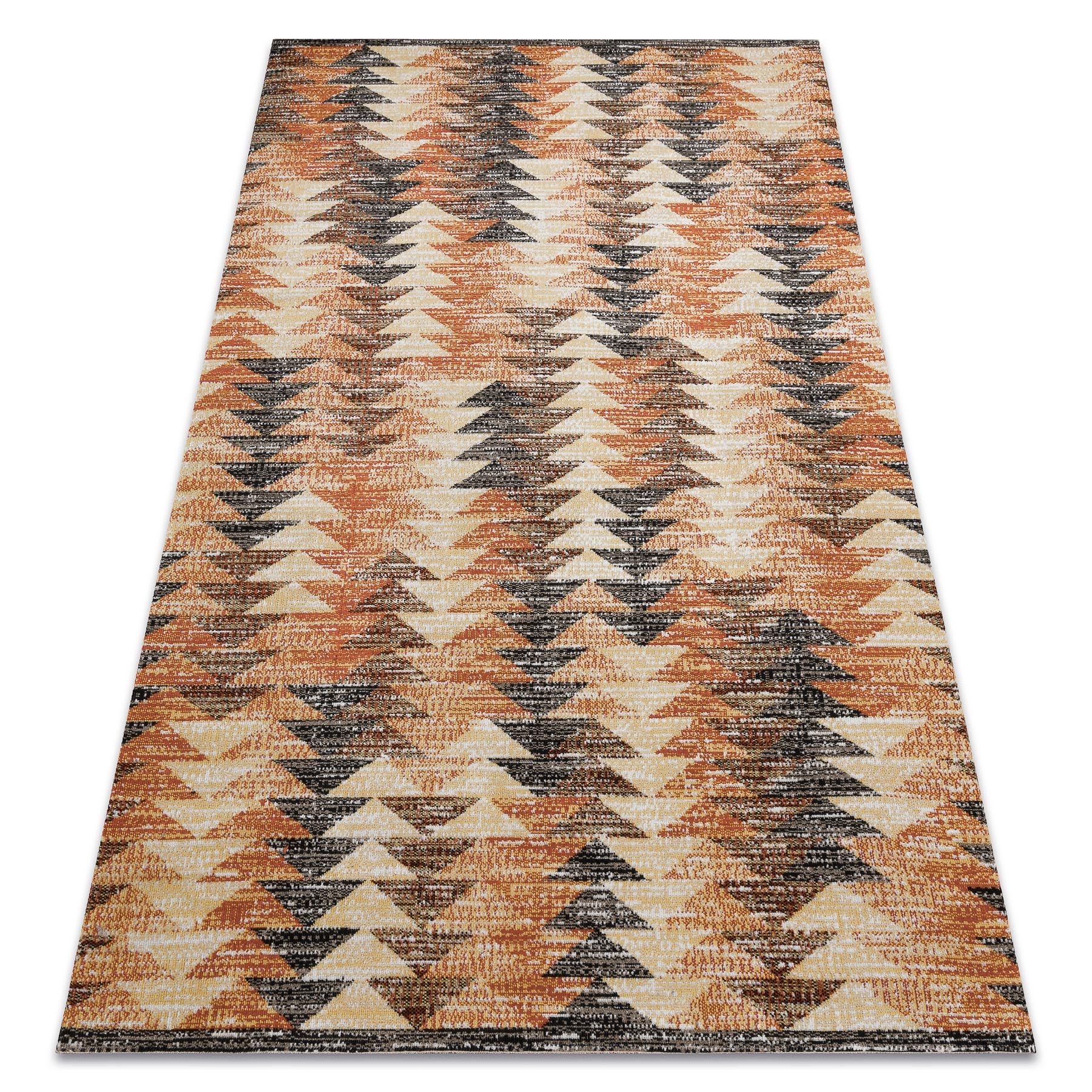 Dywan nowoczesny MUNDO D5781 trójkąty 3D outdoor pomarańcz / beż 80x250 cm