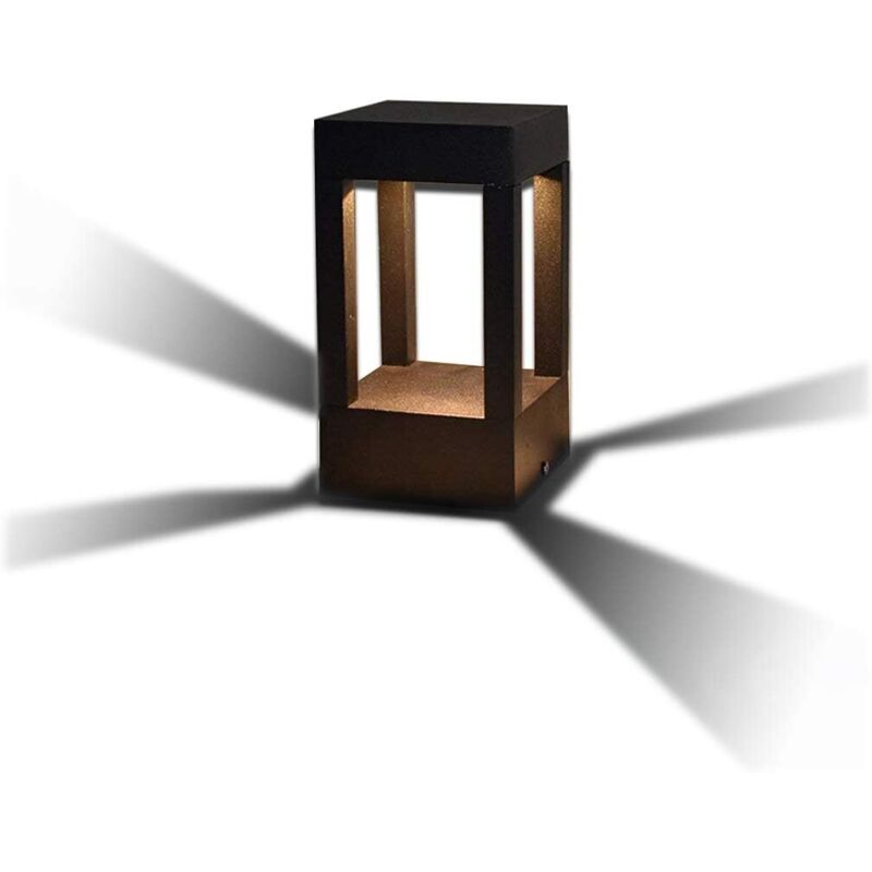 Wodoodporna, czarna lampa ogrodowa LED w stylu retro (zasilana z sieci, wysokość 20 cm, szerokość 11 cm)