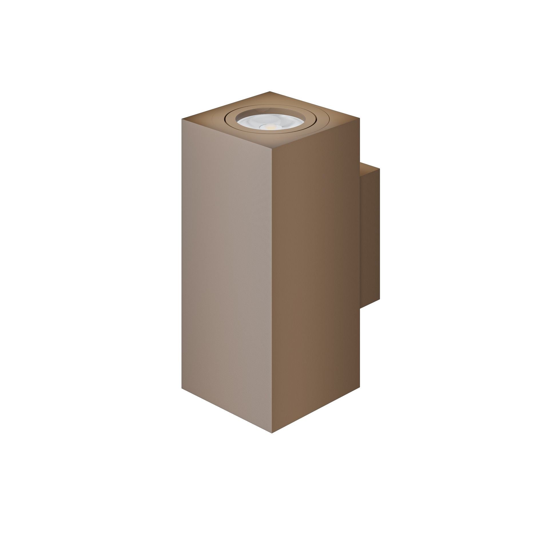 Kinkiet sześcienny 16cm aluminiowy, góra i dół, światło GU10 - Corten