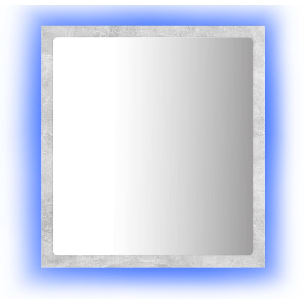 Lustro łazienkowe LED, szarość betonu, 40x8,5x37 cm, akryl