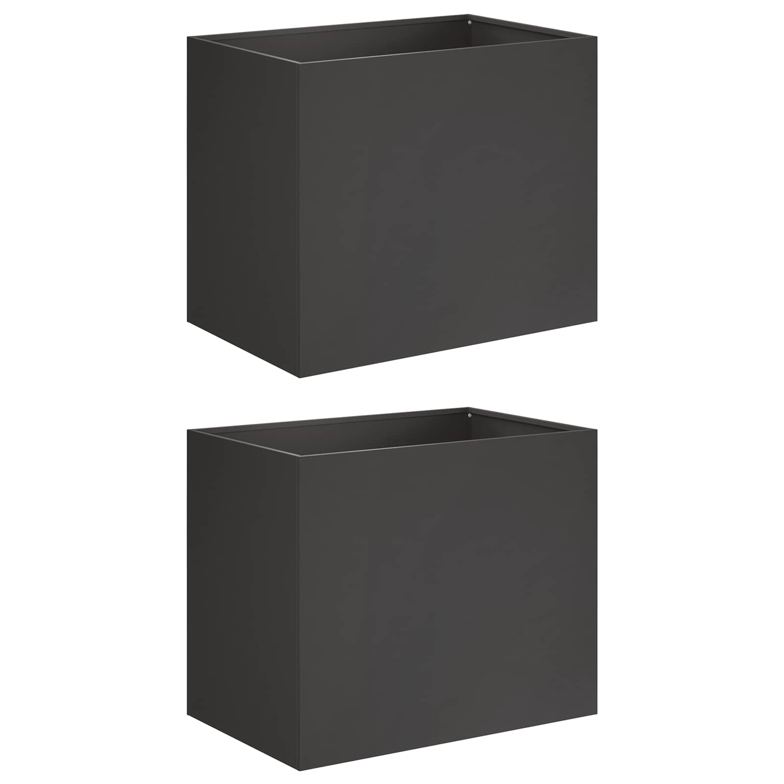 2x Donica Ogrodowa Stalowa 60x40x50 cm Czarna na Taras na Balkon na Kwiaty