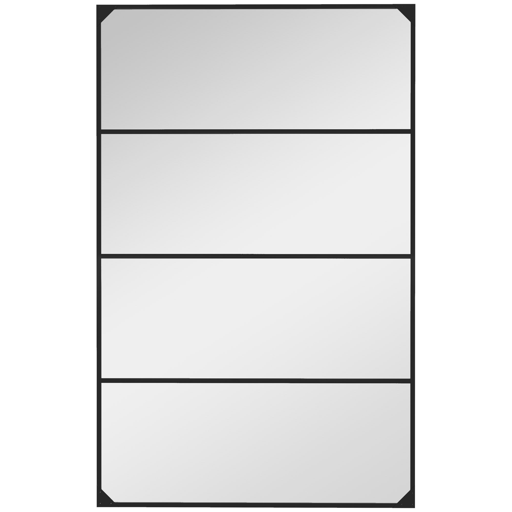 Prostokątne lustro ścienne w stylu industrialnym ze szklanym blatem, poziome lub pionowe, z 4 haczykami, z czarnego metalu, 109 x 69 cm