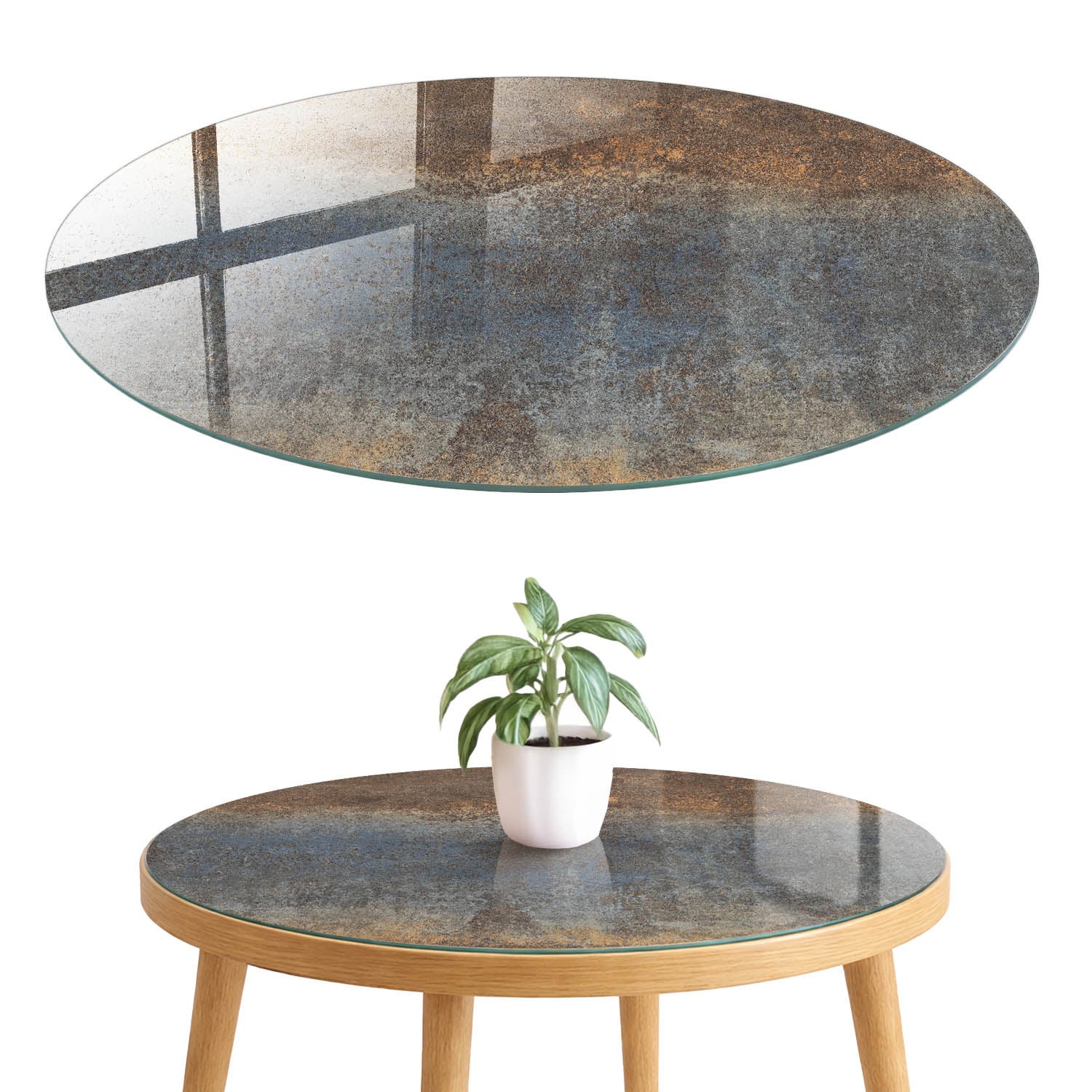 Blat szklany z grafiką i nadrukiem 4 mm - ochrona, dekoracja i metamorfoza mebli fi60 cm Ziemia i niebo