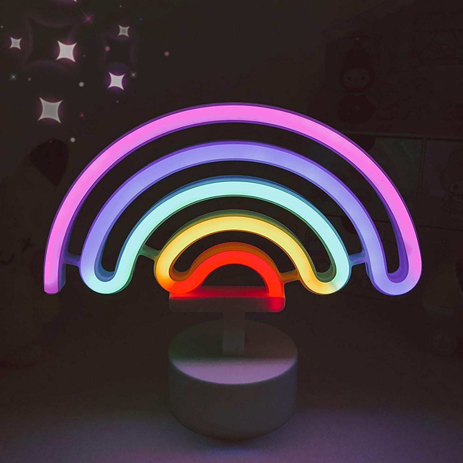 Tęczowy neon, lampka nocna, neon USB/na baterie, dekoracja ścienna na urodziny, imprezę, do sypialni
