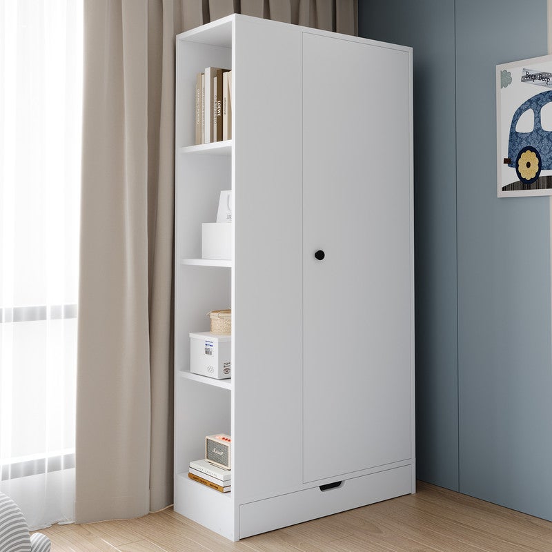 Szafa 70x40x170 cm - 1 drzwi - z półkami - 1 szuflada - Biała