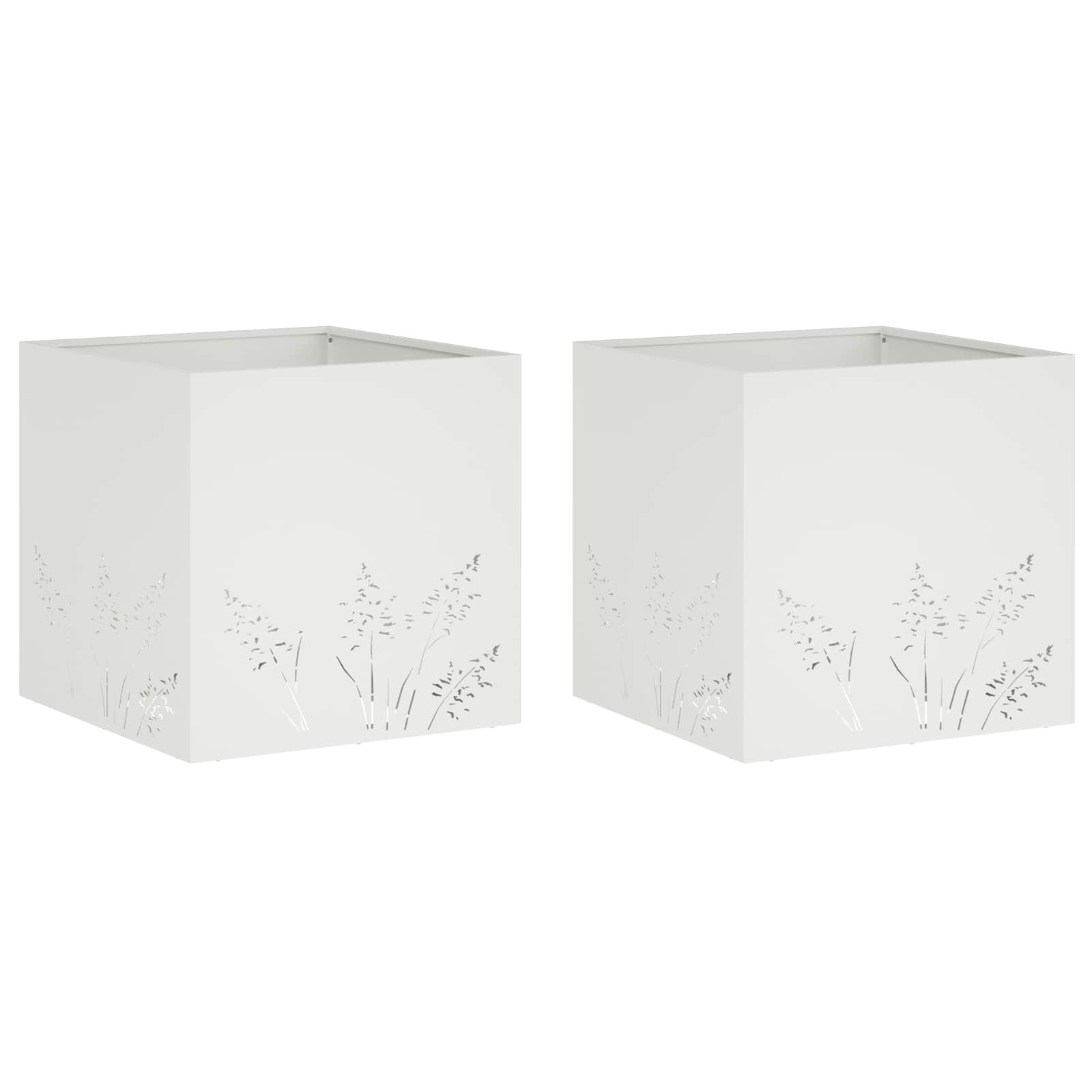 2x Donica Ogrodowa Stalowa 50x50x49 cm Biała na Taras na Balkon