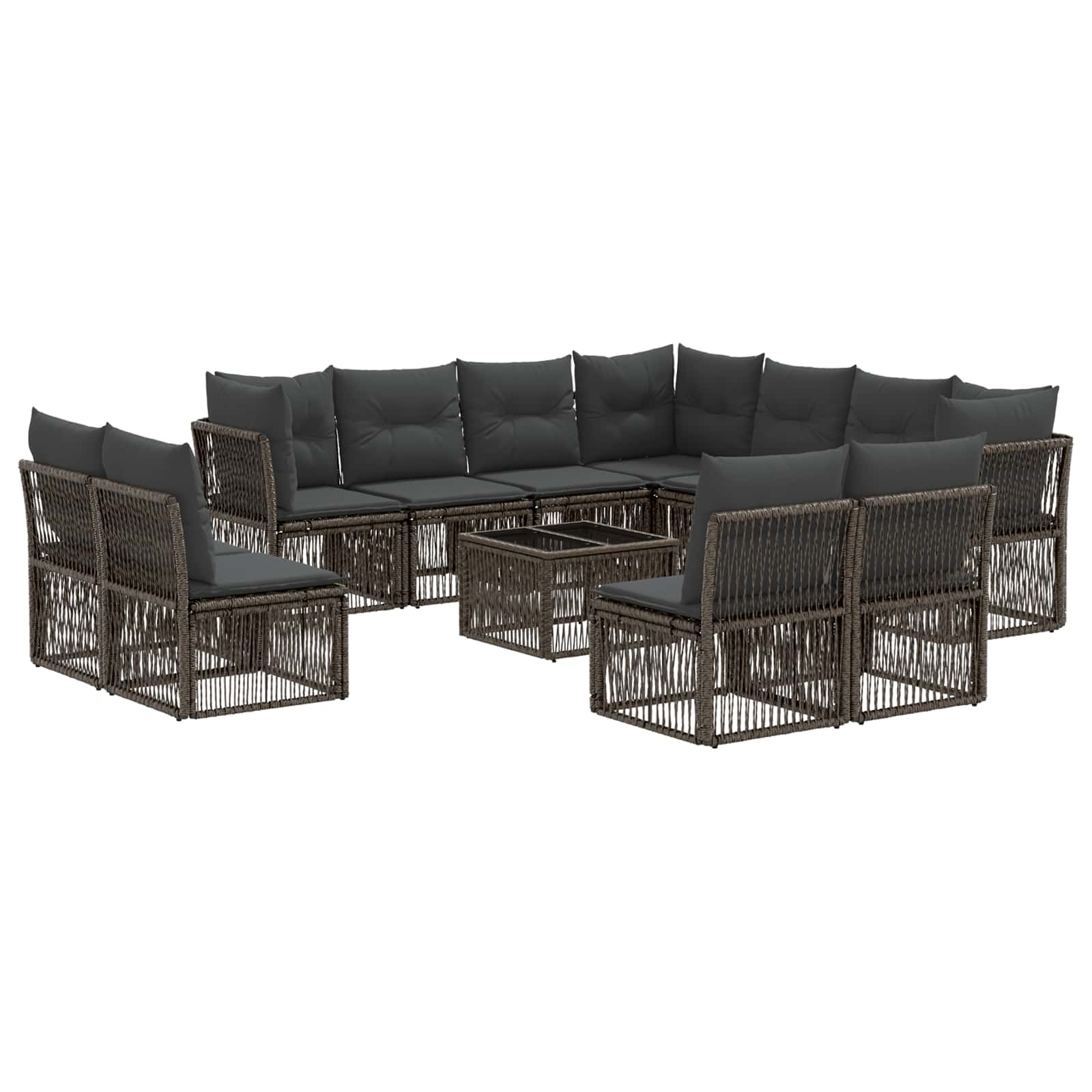 Zestaw Sof na Ogród 12 pcs Szary polirattan vidaXL