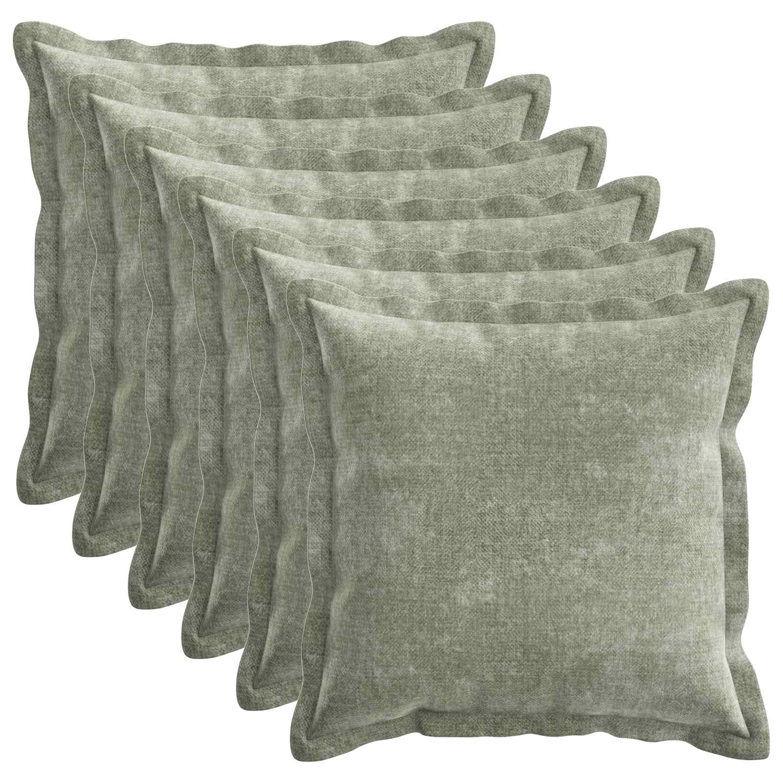 6x Poszewka Dekoracyjna na Poduszkę 50x50 cm Szenilowa Zielona