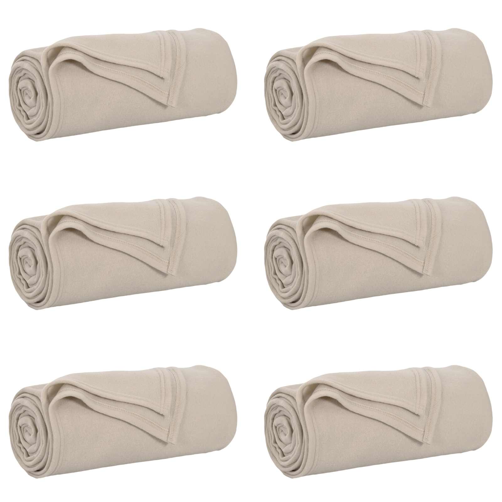 6x Koc Polarowy Narzuta na Łóżko 220x240 cm 140 g/m² Beżowy