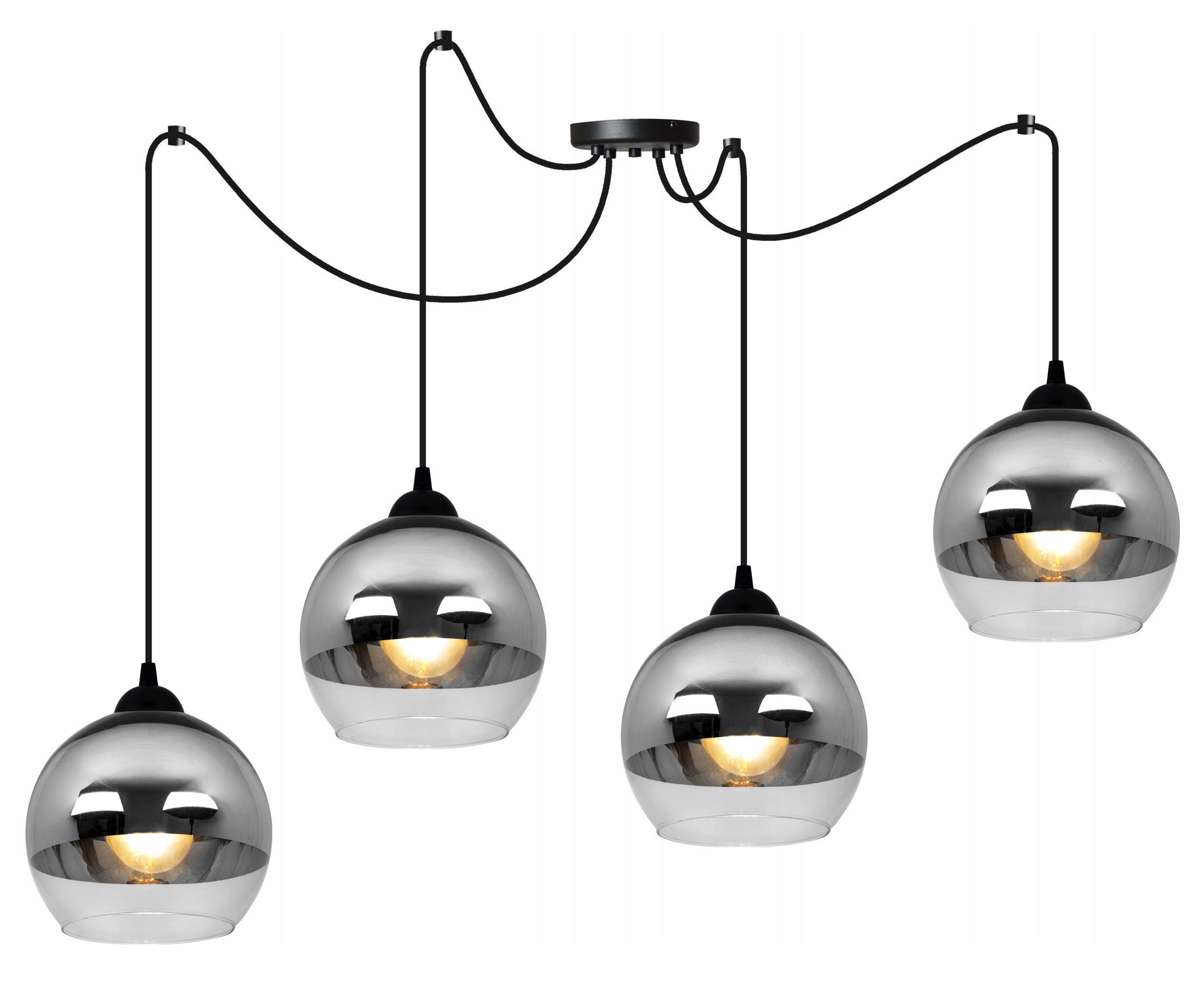 Lampa sufitowa wisząca Light Home LH Spider Bergen 4x E27 abażur kulisty srebrny