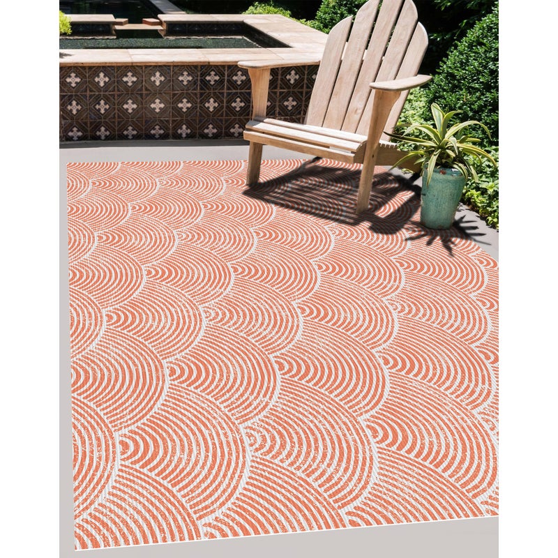Dywan z PVC do wnętrz i na zewnątrz Olas Japonesas Coral 140x200 cm - Winyl drukowany, antypoślizgowy, zmywalny, odporny — na taras i do domu.