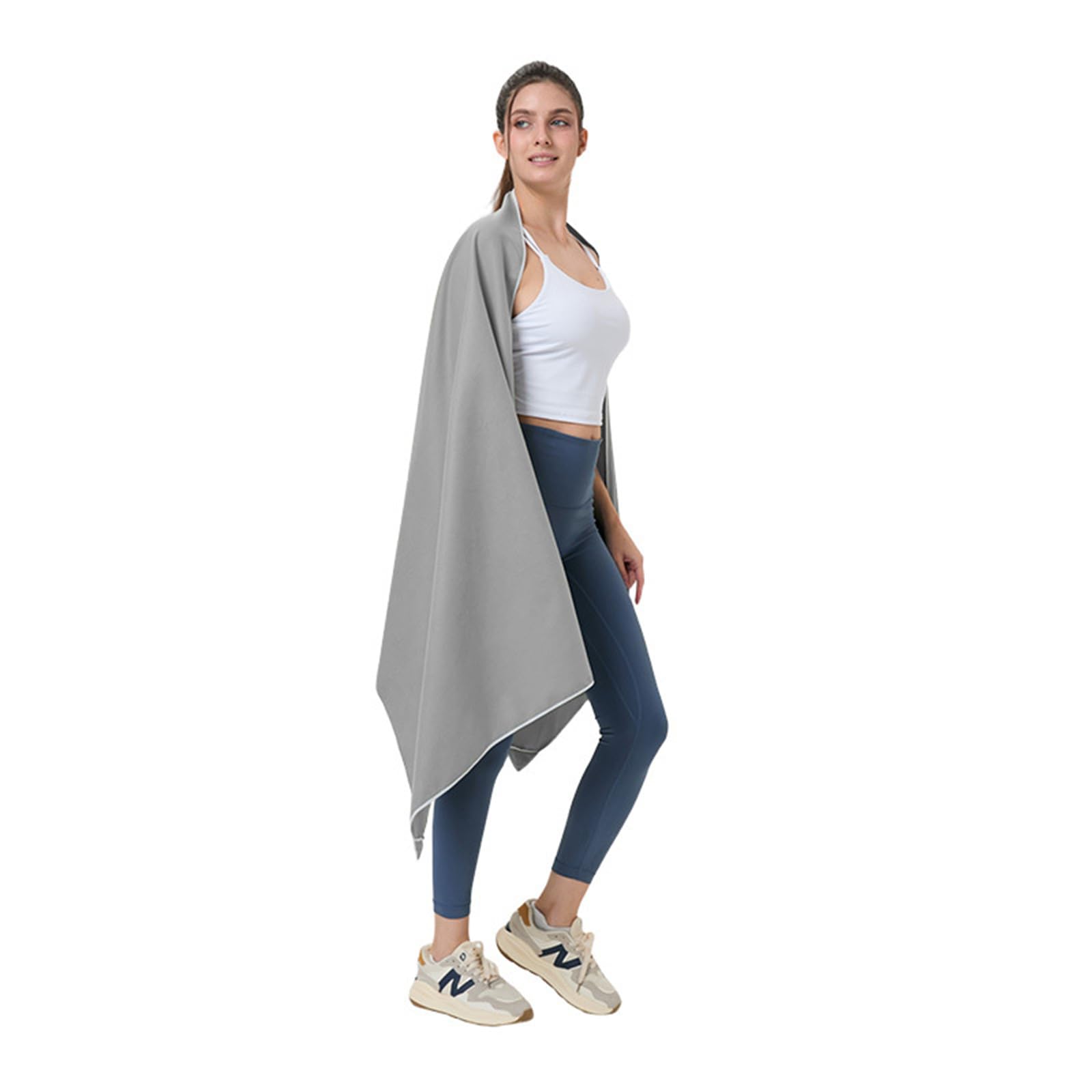 Szary – Ręcznik plażowy z mikrofibry 76x190 cm z zamknięciem magnetycznym, szybkoschnący, lekki i chłonny, idealny na plażę, basen, saunę, sport