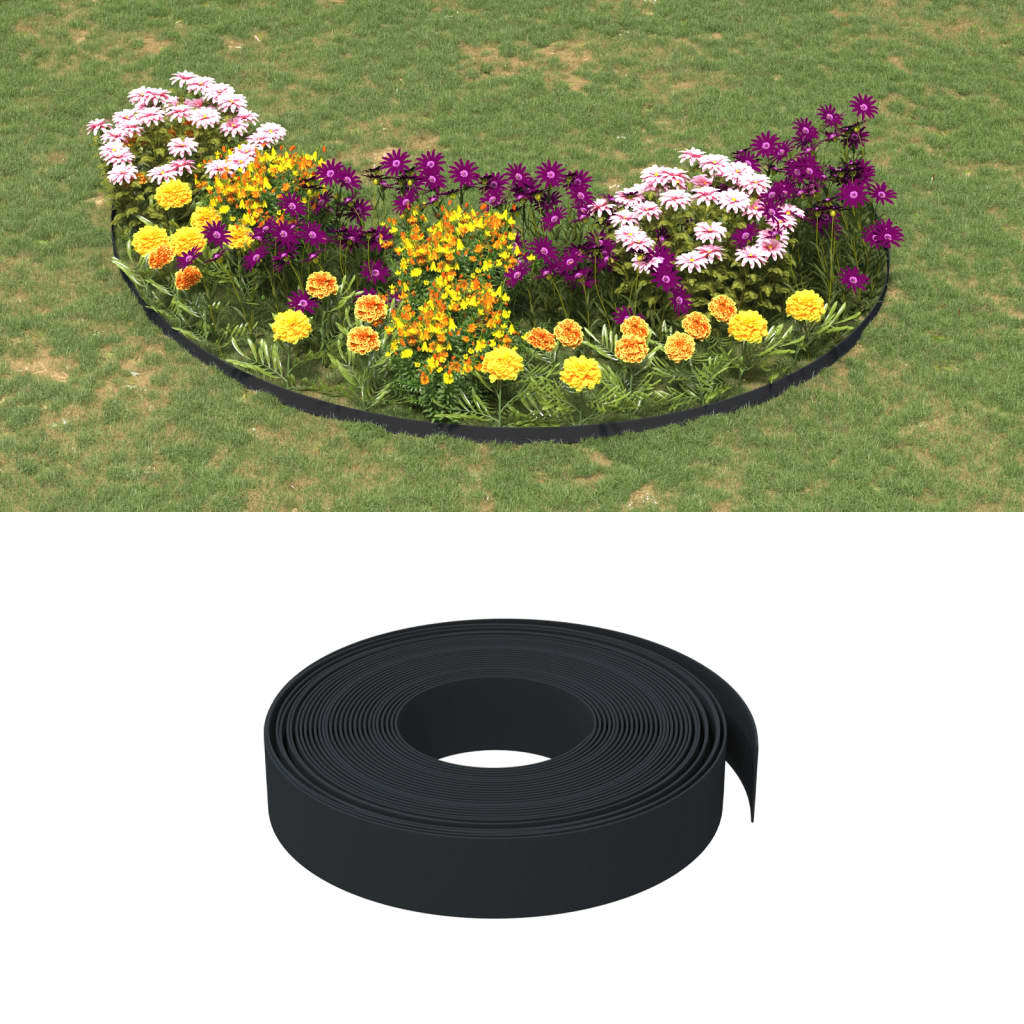 Obrzeże ogrodowe, czarne, 10 m, 10 cm, polietylen vidaXL