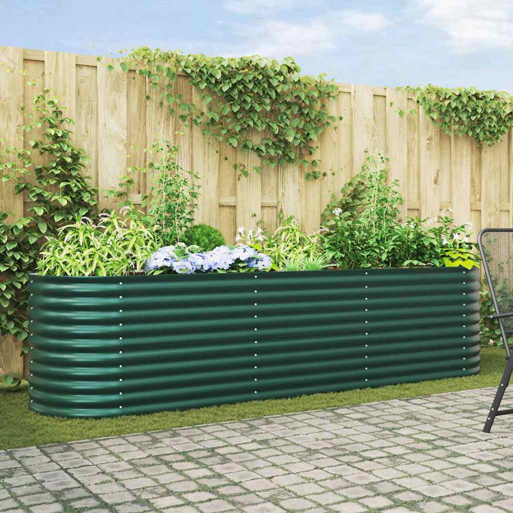 Podniesiony grządka Zielony 320 x 80 x 81 cm Stal vidaXL