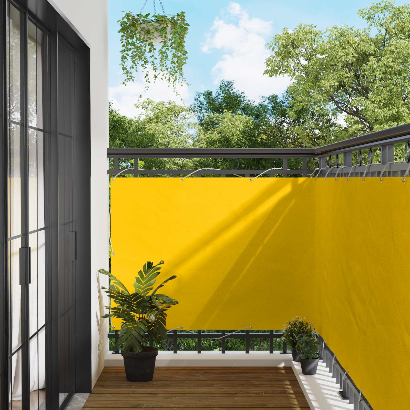 Ekran balkonowy Żółty 110 x 700 cm Materiał Oxford vidaXL