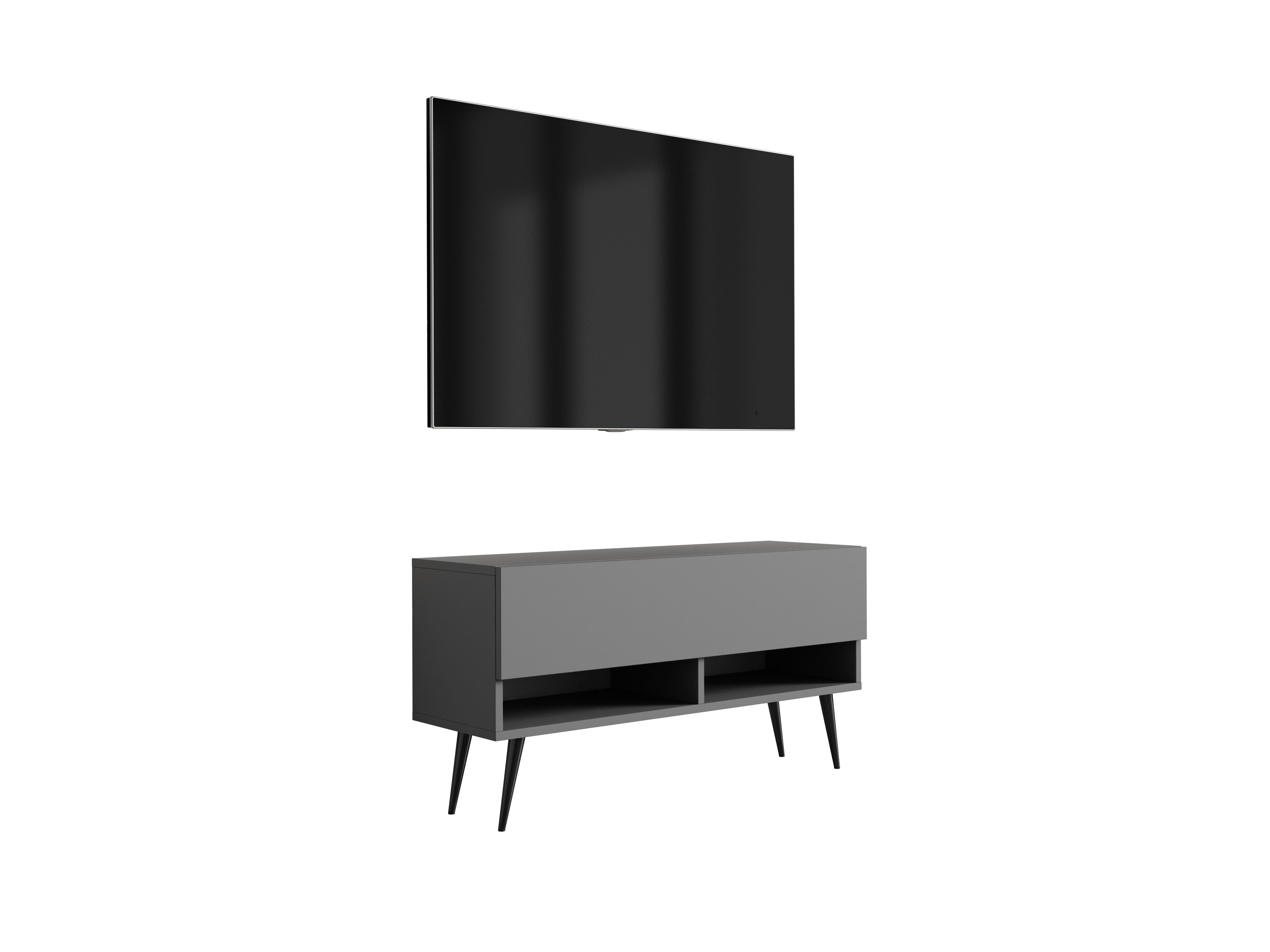 Szafka pod telewizor 100 cm Antracyt, nóżki pochyłe czarne, 100 × 32 × 52 cm