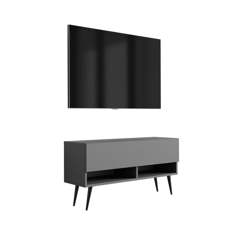 Szafka pod telewizor 100 cm Antracyt, nóżki pochyłe czarne, 100 × 32 × 52 cm