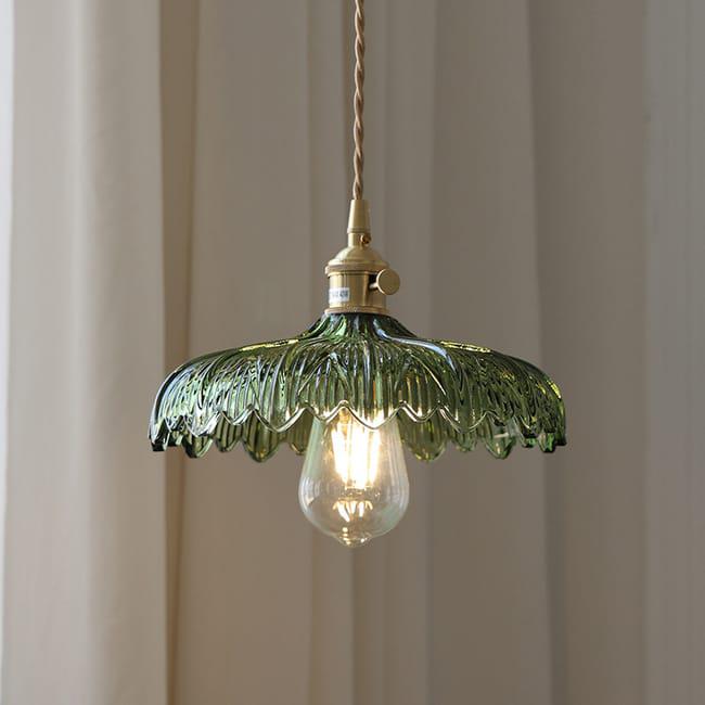 Żyrandol ze szkła w stylu vintage z motywem kwiatowym, regulowany przewód do zawieszenia, lampa dekoracyjna do sypialni, kolor zielony, uchwyt na żaró