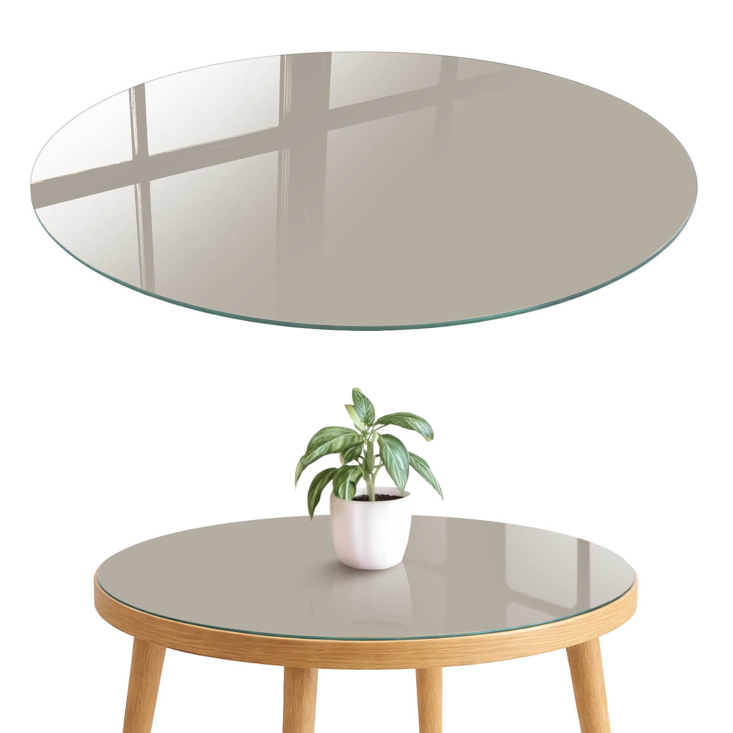 Blat szklany z grafiką i nadrukiem 4 mm - ochrona, dekoracja i metamorfoza mebli fi60 cm Ciepła szarość
