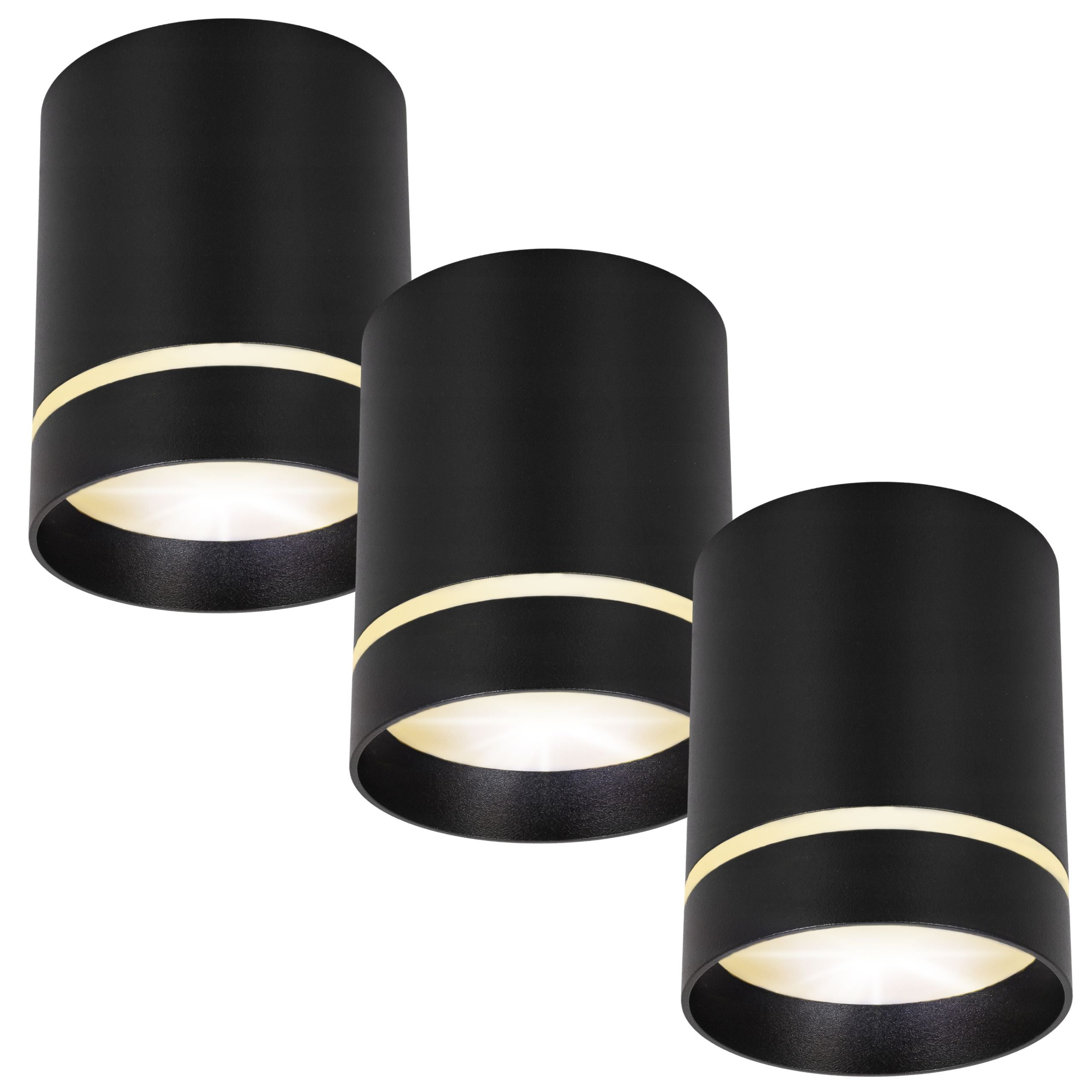 3x Ozdobny Reflektor natynkowy SPOT sufitowy ścienny Czarny okrągły 3x GU10 Oprawa Halogenowa TUBA LED 3 szt. - LEDHOFF