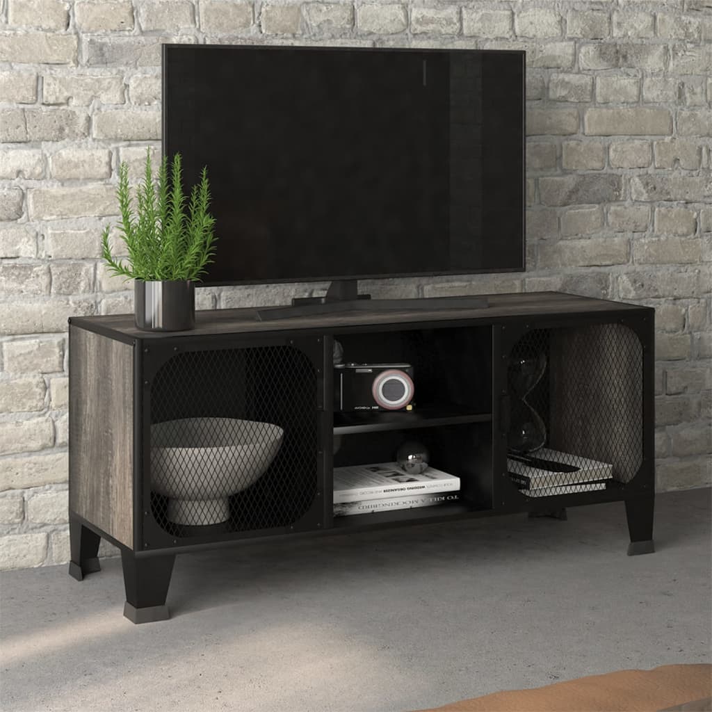 vidaXL Szafka telewizor, szara, 105x36x47 cm, metal i MDF