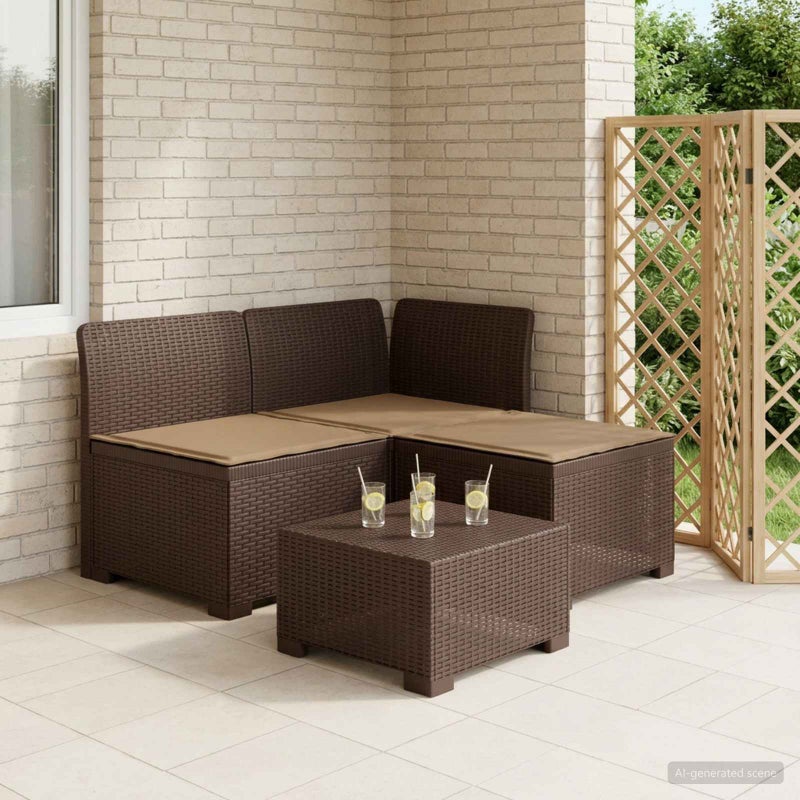 Sofa ogrodowa 3-osobowa z poduszkami w rattanowym wyglądzie PP vidaXL