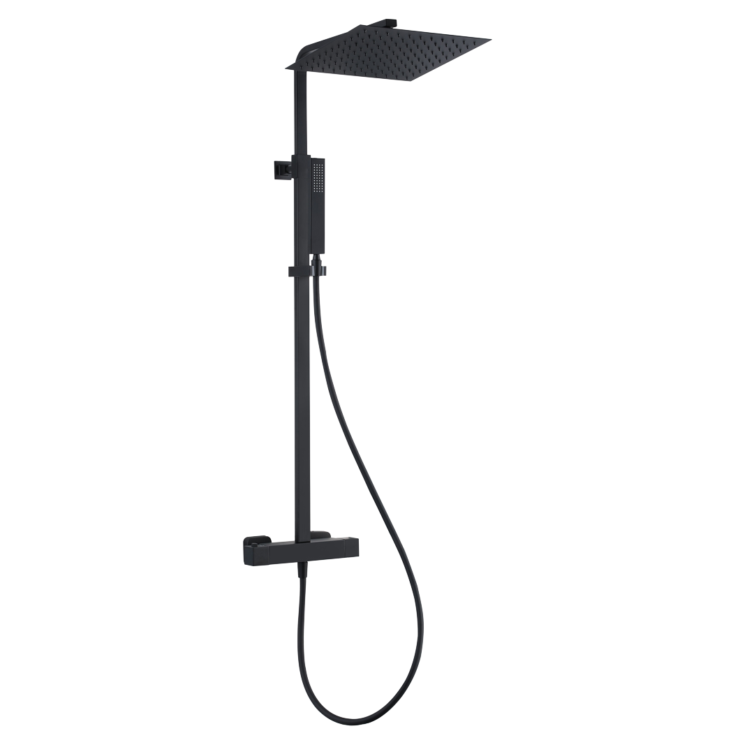 Square II kwadratowa kolumna prysznicowa termostatyczna czarna