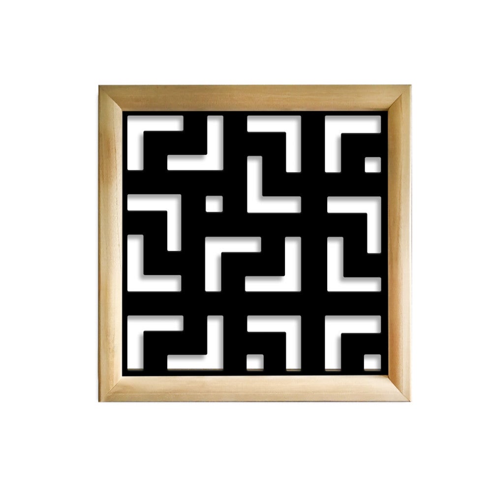 LABYRINTH L - Kwadratowe moduły dekoracyjne z drewna i PVC - Rozmiar 98x98 cm - Grubość 64 mm - Kolor wewnętrzny CZARNY