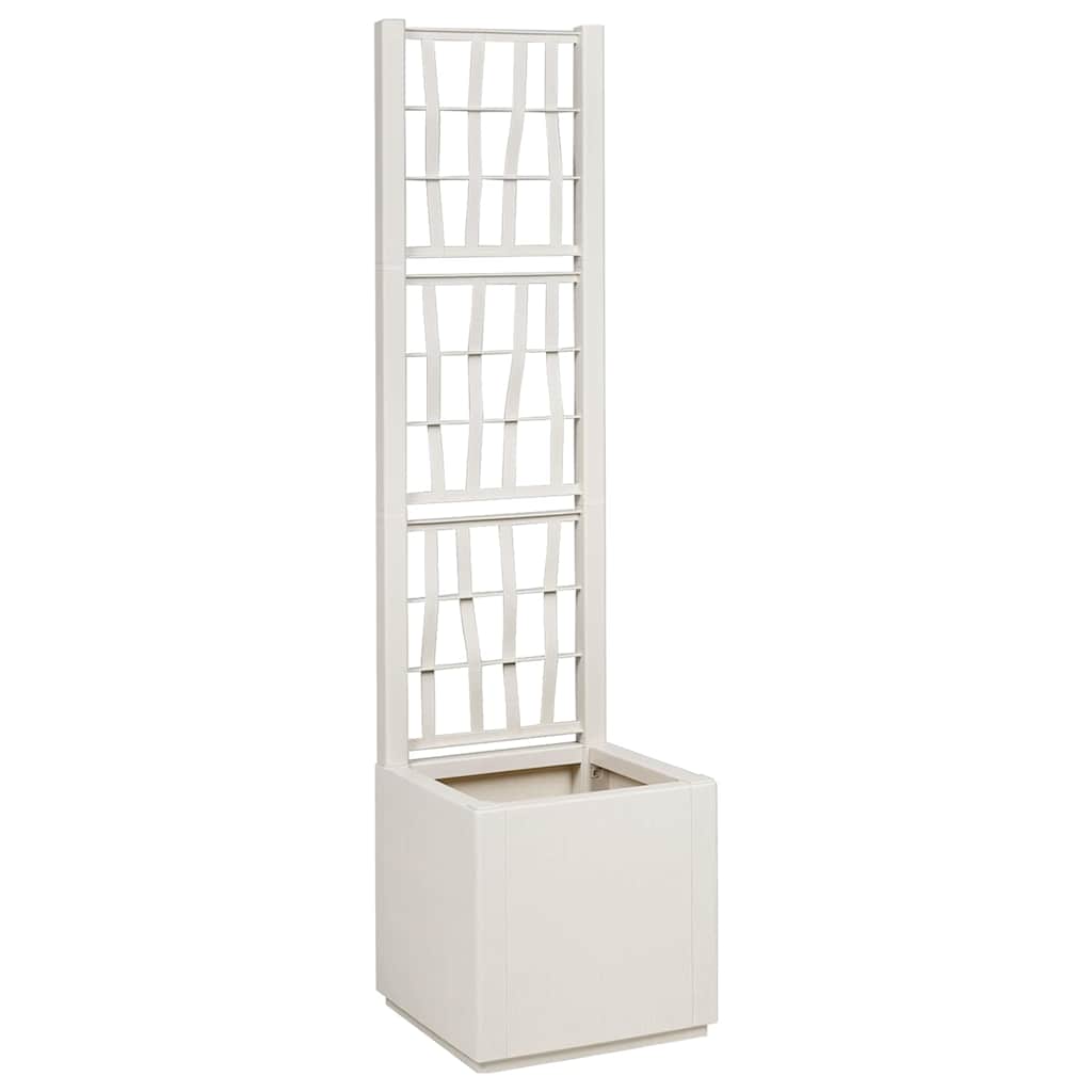 Donica ogrodowa z trellem Biały 36 x 36 x 140 cm PP vidaXL
