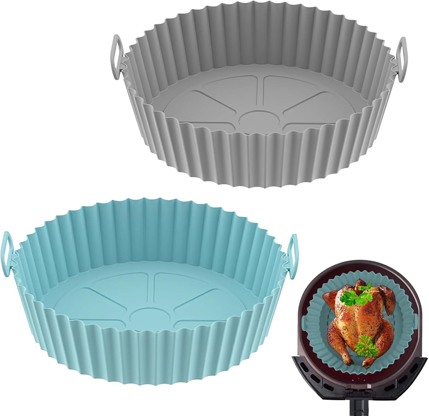 2-częściowe silikonowe foremki do frytkownicy powietrznej - 20 cm blacha do pieczenia frytkownicy powietrznej