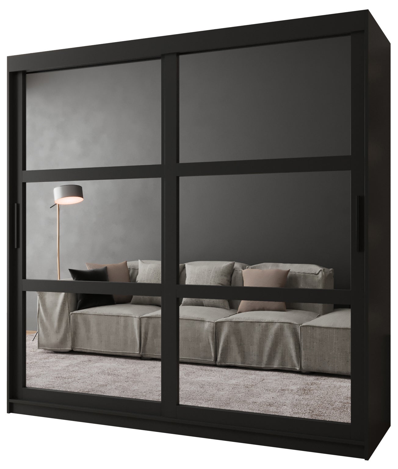 Szafa przesuwna garderoba MIROR 200 x 62 x 200 cm Czarny - Abiks Meble