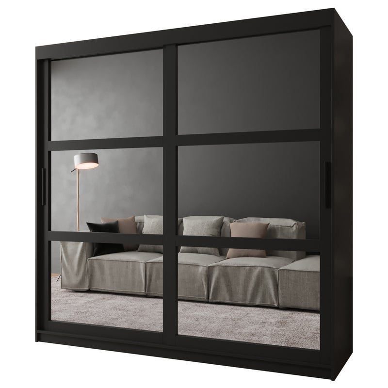 Szafa przesuwna garderoba MIROR 200 x 62 x 200 cm Czarny - Abiks Meble
