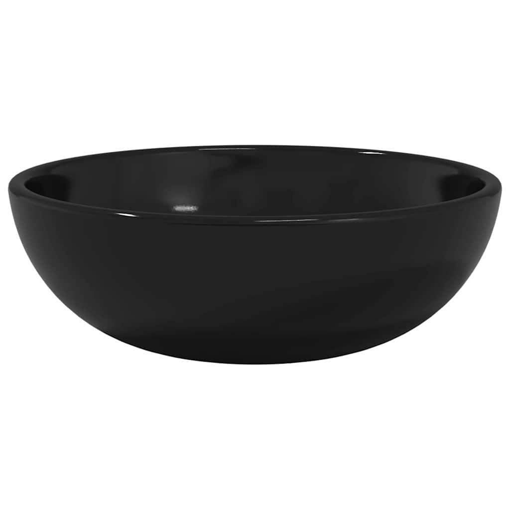 Umywalka Nablatowa ze Szkła Hartowanego Okrągła Czarna do Łazienki 35 cm
