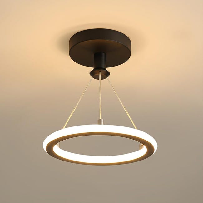 Nowoczesna lampa wisząca LED 19W, ściemnialna, 3 temperatury barwowe (3000K/4500K/6500K), idealna do jadalni lub salonu (czarna)