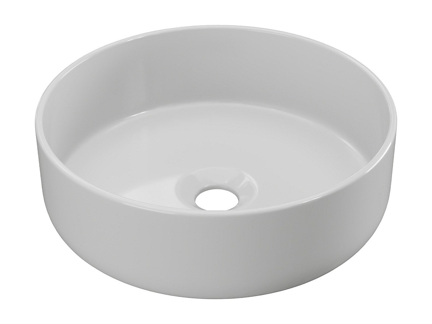 Umywalka nablatowa okrągła ceramiczna - Biały z połyskiem - 36 cm - LENISO II