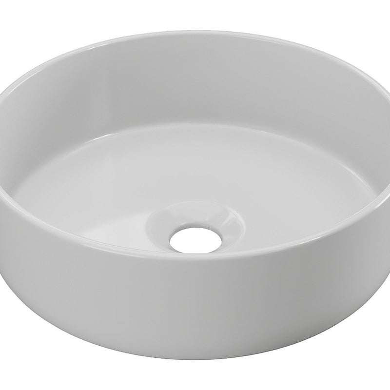 Umywalka nablatowa okrągła ceramiczna - Biały z połyskiem - 36 cm - LENISO II