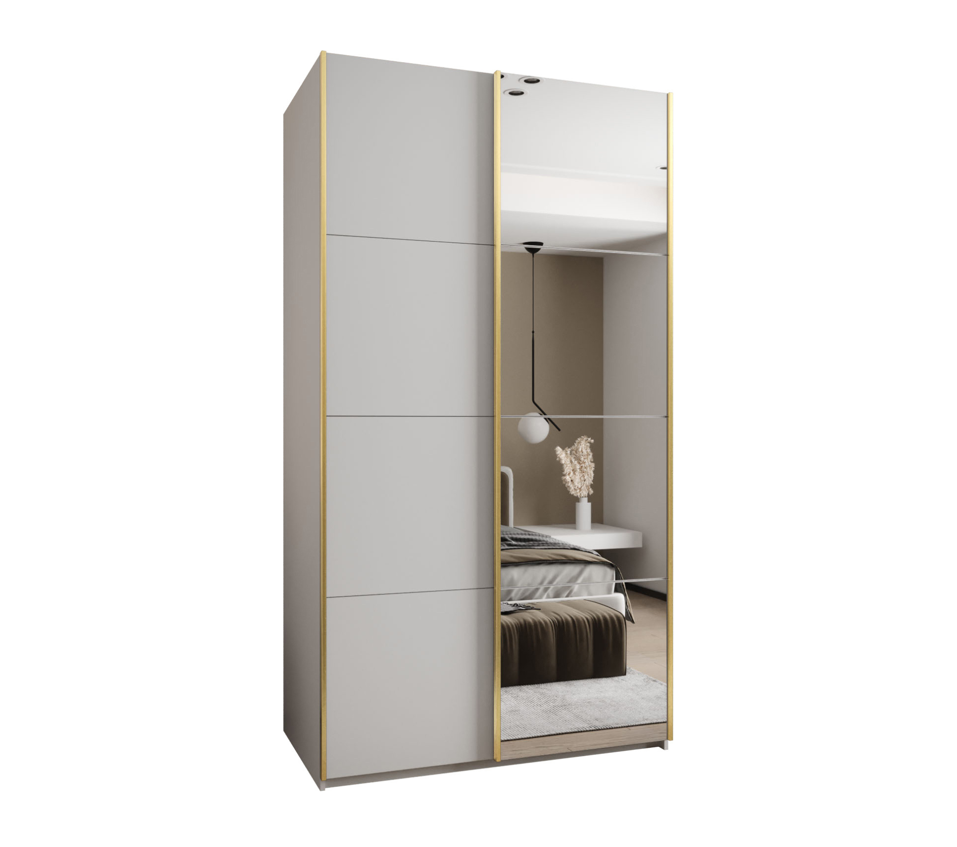 Szafa przesuwna wysoka Lux 3 130 x 64 x 245,5 cm biały + biały + u. złoty - Abiks Meble