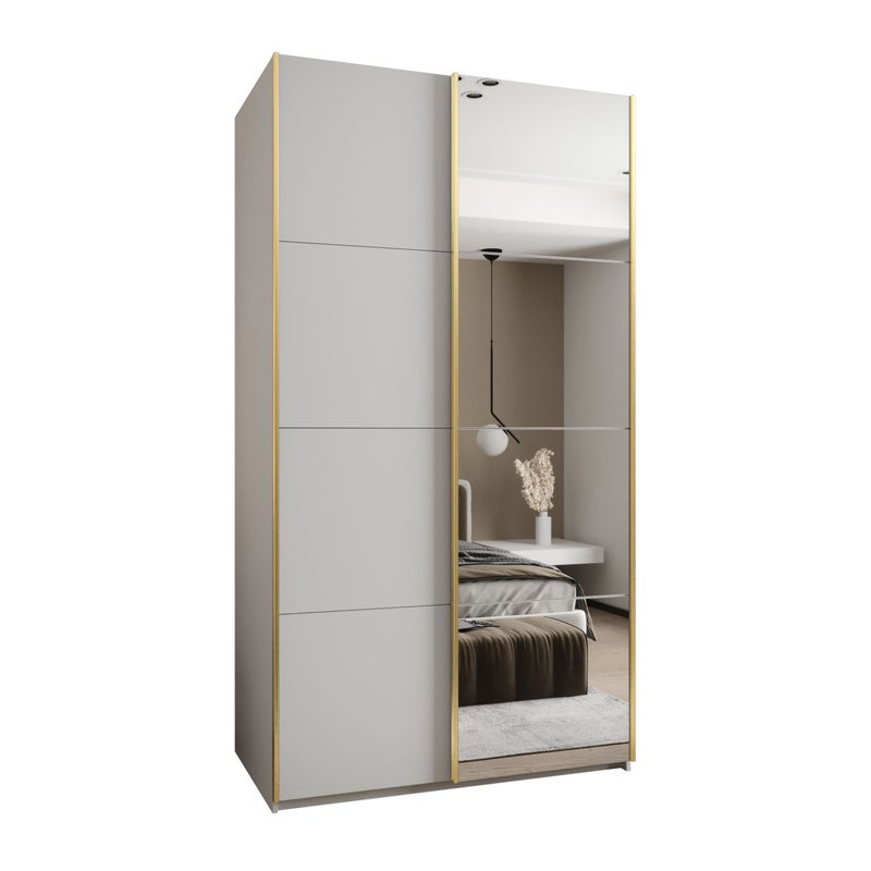 Szafa przesuwna wysoka Lux 3 130 x 64 x 245,5 cm biały + biały + u. złoty - Abiks Meble