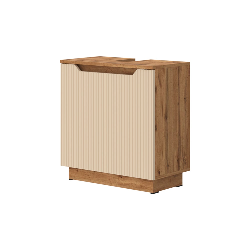 Vicco Szafka pod umywalkę Lotta, Dąb/kaszmir w paski, 59.8 x 62.1 cm z 2 drzwiami
