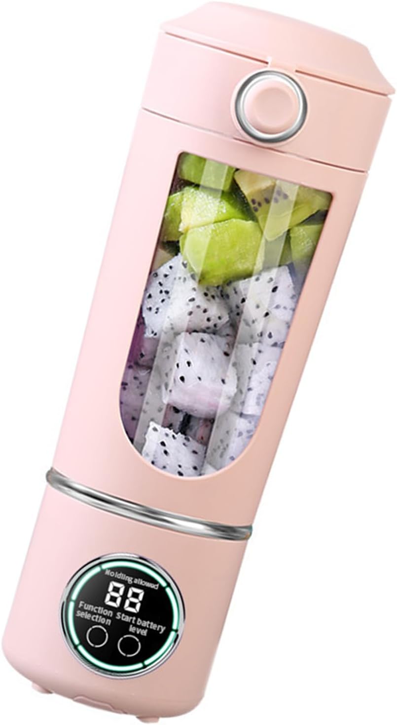 Blender przenośny 700 ml - 12 ostrzy - Pokrywka podróżna - Idealny na siłownię i do biura - 9,2 x 7,8 x 26,8 cm (różowy)