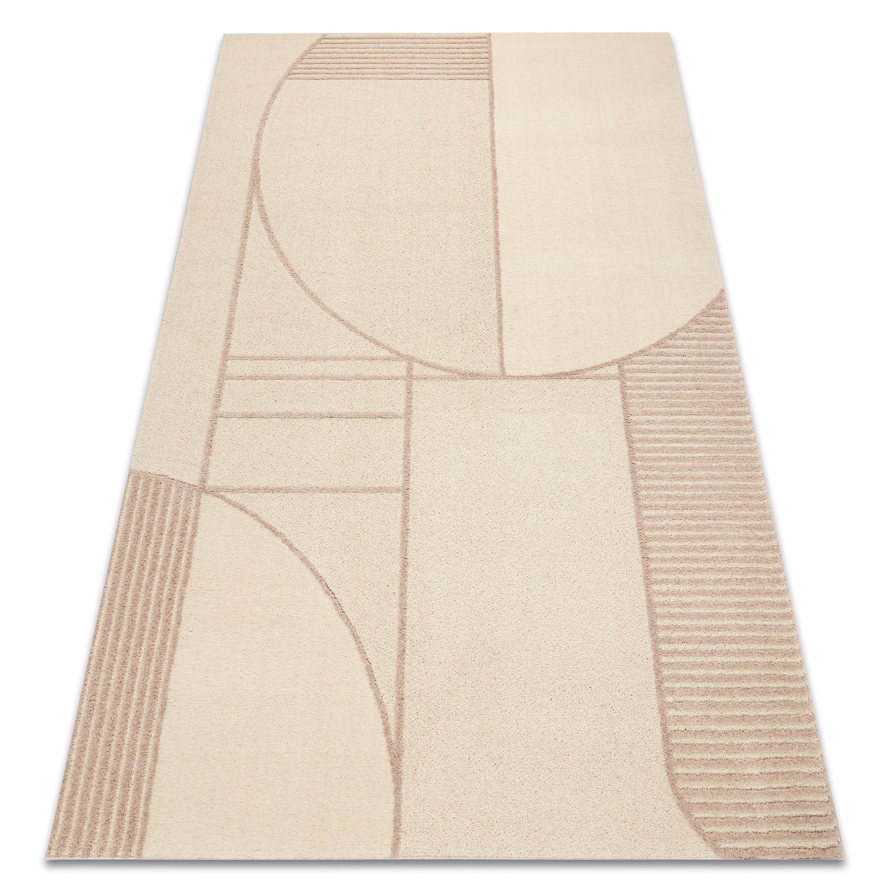 Dywan FLUX 461.14.AE200 wełniany OSTA - Geometryczny, strukturalny, loftowy beż / różowy 160x230 cm