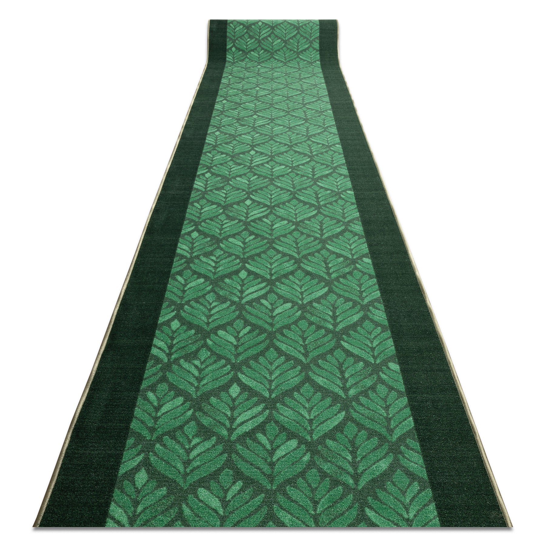 CHODNIK PODGUMOWANY LIŚCIE zieleń 67cm 67x940 cm