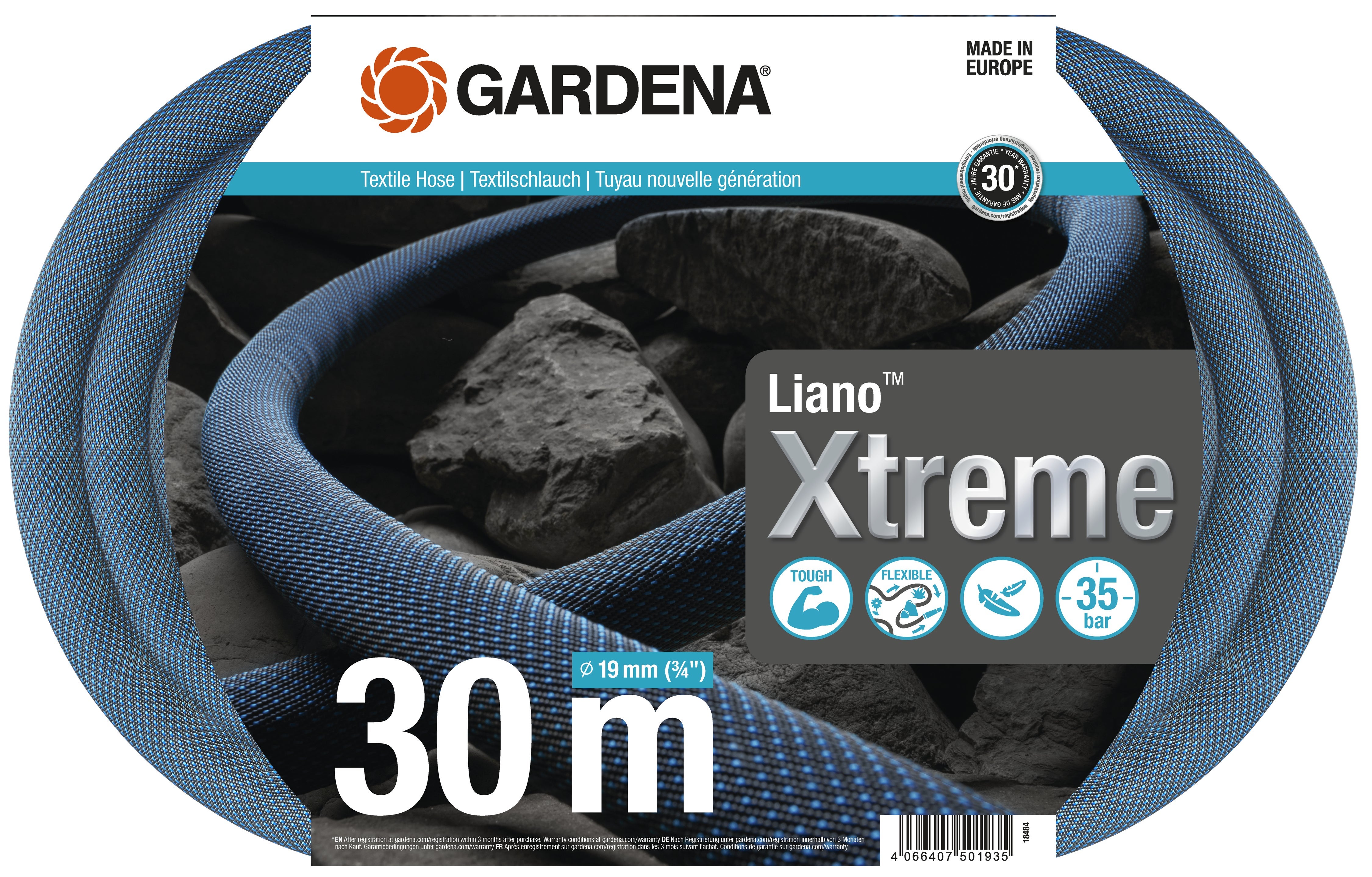 Wąż ogrodowy Gardena Liano Xtreme 30 m 19 mm Lekki i Odporny na Mróz